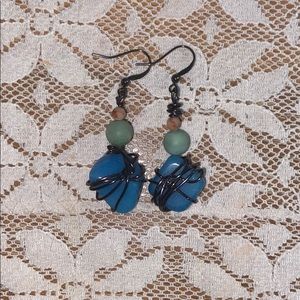 Hand-made, smooth stone earrings.